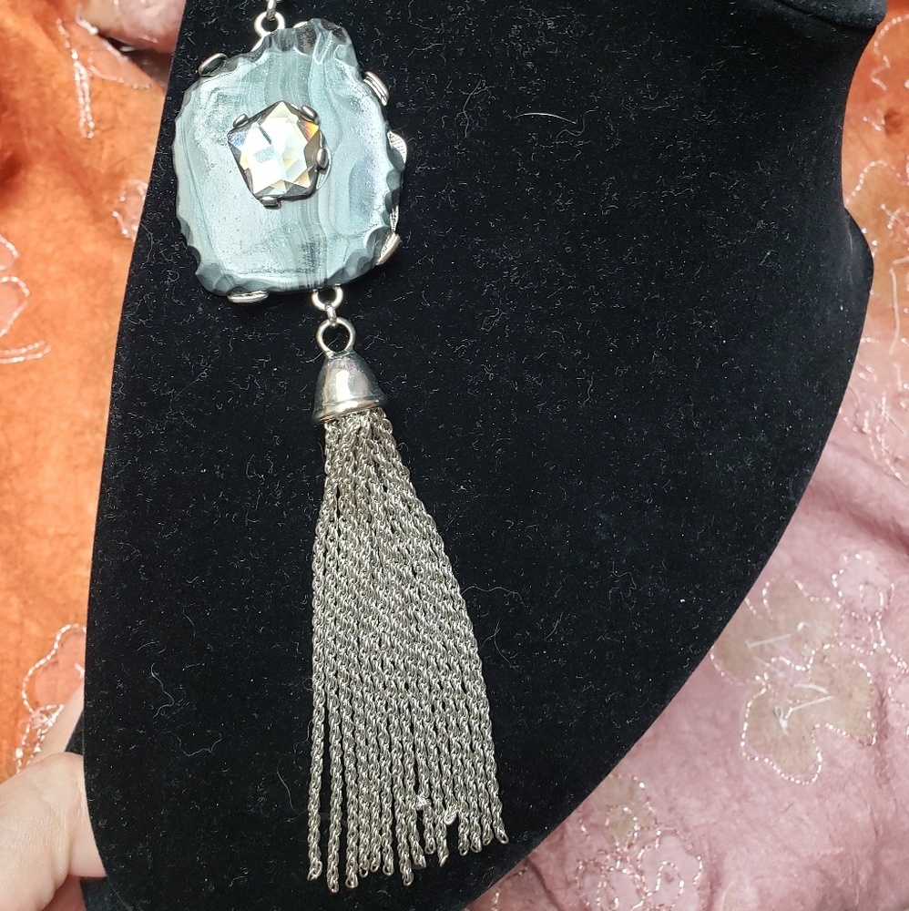 24 inch boho stone necklace